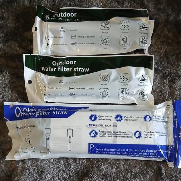 Outdoor Water Filter Straw. 2 Large And 2 Regular Size. - Picture 1 of 7